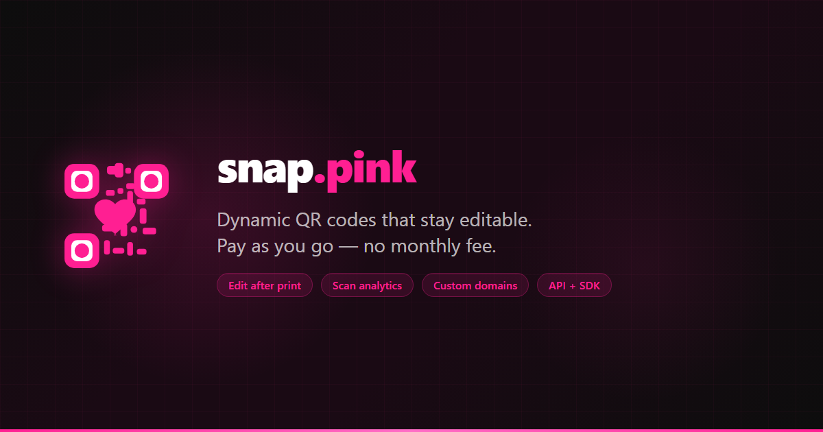 Pink Qr Code Generator snap.pink | Dynamic QR codes that stay editable